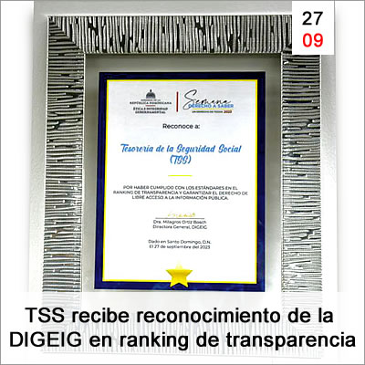 Tss Recibe Reconocimiento De La Digeig En Ranking De Transparencia